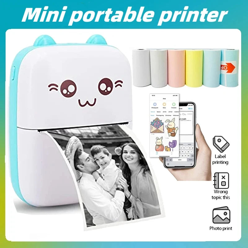 Mini Photo Printer Cats wireless Bluetooth Android iOS. Kids Camera HD Digital (Photos, Videos, Selfie) 🎄🎄🎄 For Children Christmas Gifts 🎄🎄🎄