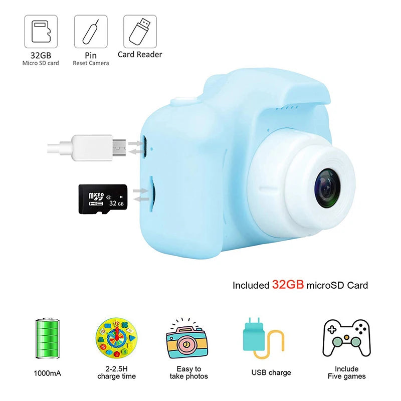 Mini Children Camera X2 Digital Vintage Camera Educational Toys Kids Projection Video Camera Outdoor Photography Toy Gifts